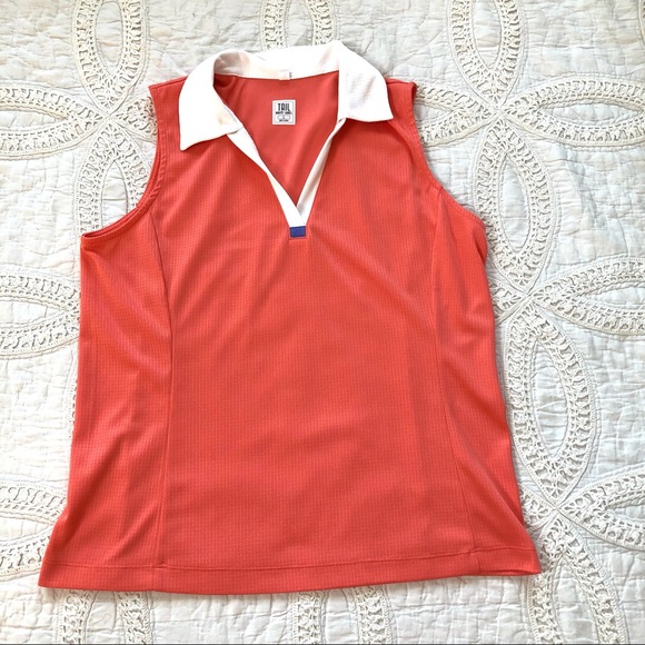 Tail Tops - TAIL White Label Golf Athletic Coral Polo Shirt L
